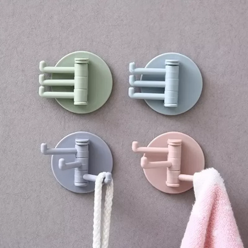 

seamless 3-branch rotating hook kitchen bathroom wall hook home plain hook nail-free sticky hook