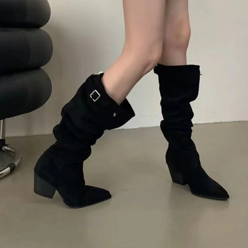 Женские высокие сапоги Челси модная обувь на высоком каблуке новинка зимы 2025