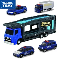 takara tomy childrens toy car 5pcs set police car police car carrier car alloy car toy car model boy educational gift