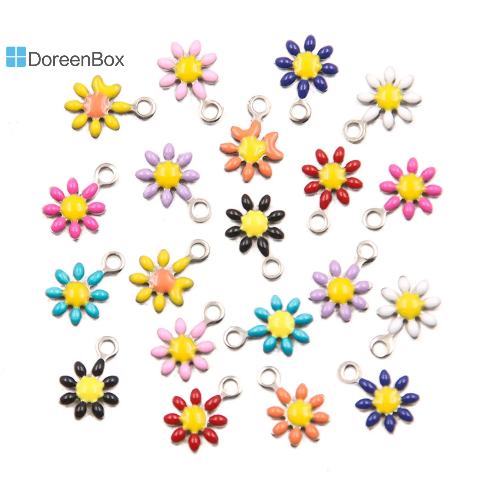 10 шт., эмалированные подвески из нержавеющей стали 304 в виде маргаритки, 10 мм x 7 мм