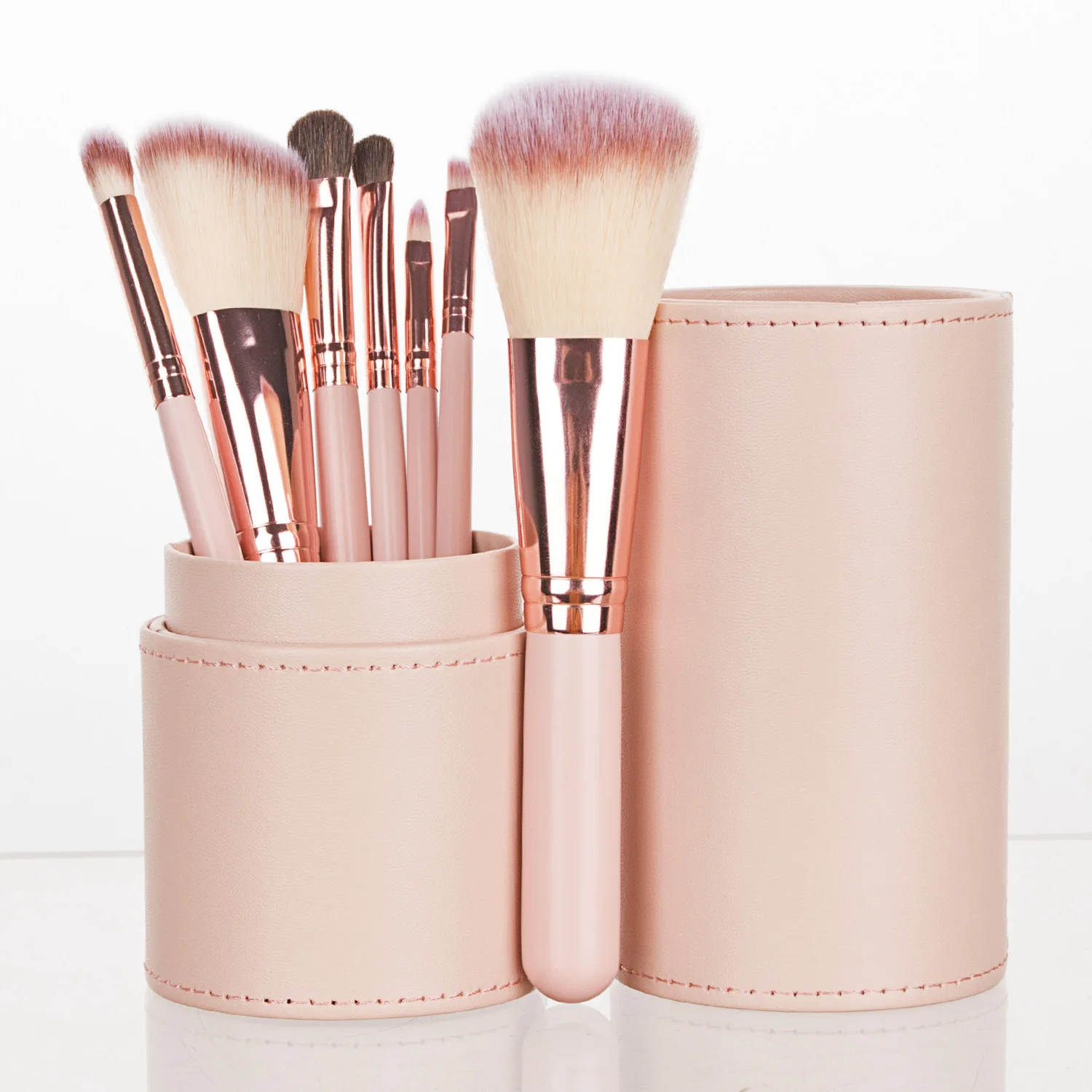 7pcs New Pink Professional Makeup Brushes Set with Bucket Blush Powder Eyeshadow Eyebrow Foundation Beauty Makeup Tool Brochas