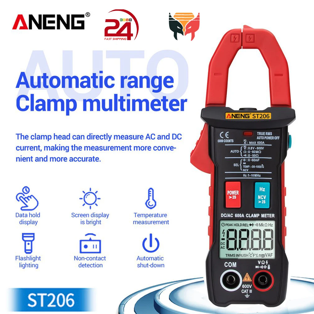 

ANENG ST206 Digital Multimeter Clamp Meter 6000 Counts True RMS Amp DC/AC Current Clamp Measure Dc Amperimetro Tester Voltmeter
