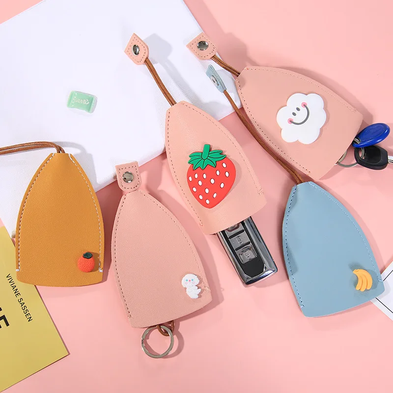 

2022 Cute Fruits Unisex Pull Type Key Bag PU Leather Key Wallets Housekeepers Car Key Holder Case New Leather Keychain Pouch
