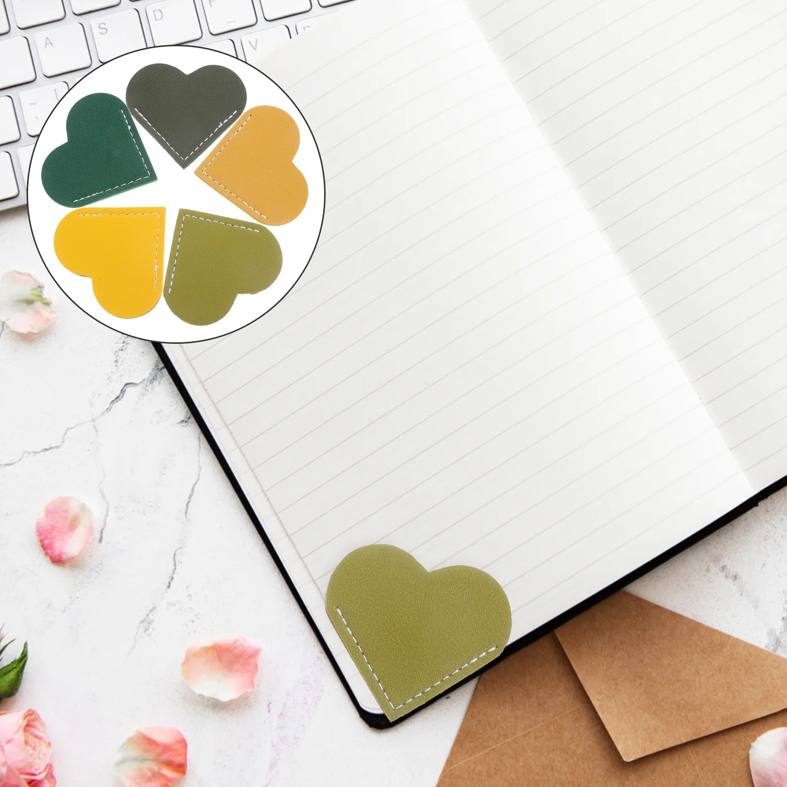 

5Pcs Scrapbook Corners Heart Photo Album Corners Book Page Corner Protectors Mini Bookmarks