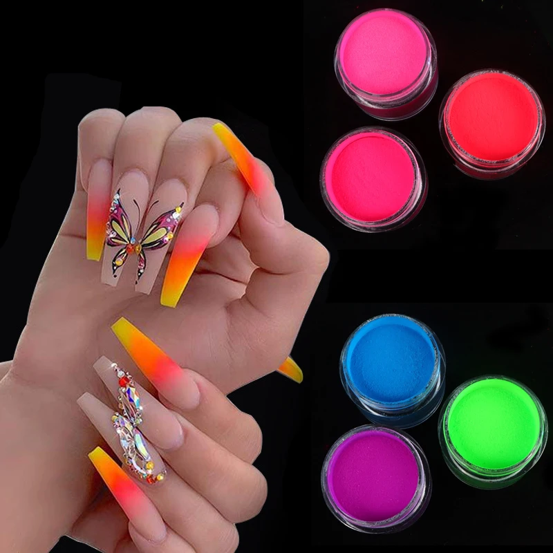 

Nails Dip Powder 10ml Bottled Fluorescent Color Crystal Carved Powder Extended Carved Infiltration 9colors Professional Manicure