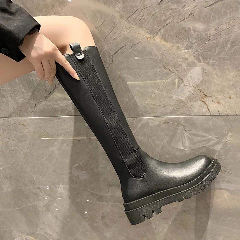 

Женские сапоги с круглым носком, новинка 2022, привлекательная обувь на высоком каблуке, выше колена, до середины икры, низкая обувь в стиле "Ло...