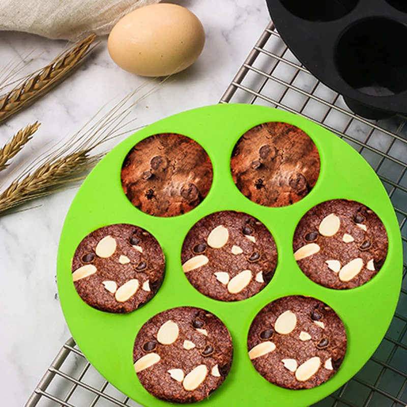 

7 Even Cake Muffin Cup For Air Fryer Accessories Cupcake Molds For Baking Bakeware Silicone Mat Nonstick Pan Pastry Tool Free