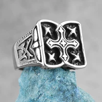 cross faith lucky star talisman stainless steel mens rings vintage for male boyfriend biker jewelry creativity gift wholesale