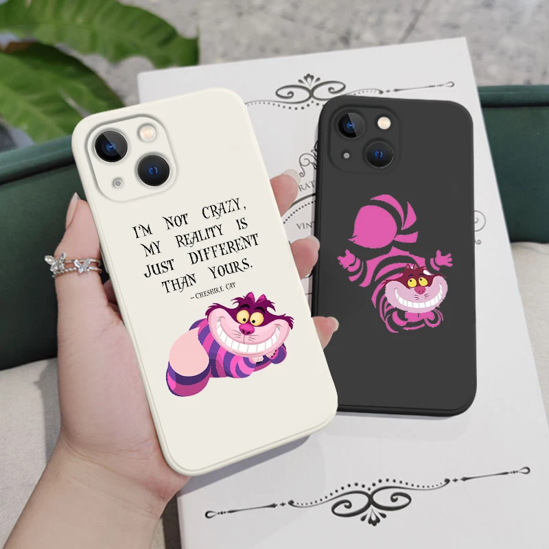 

Cheshire Cat Alice Wonderland For Apple iPhone 14 13 12 mini XS XR SE 11 8 7 Pro Max Liquid Silicone Phone Soft Case Cover