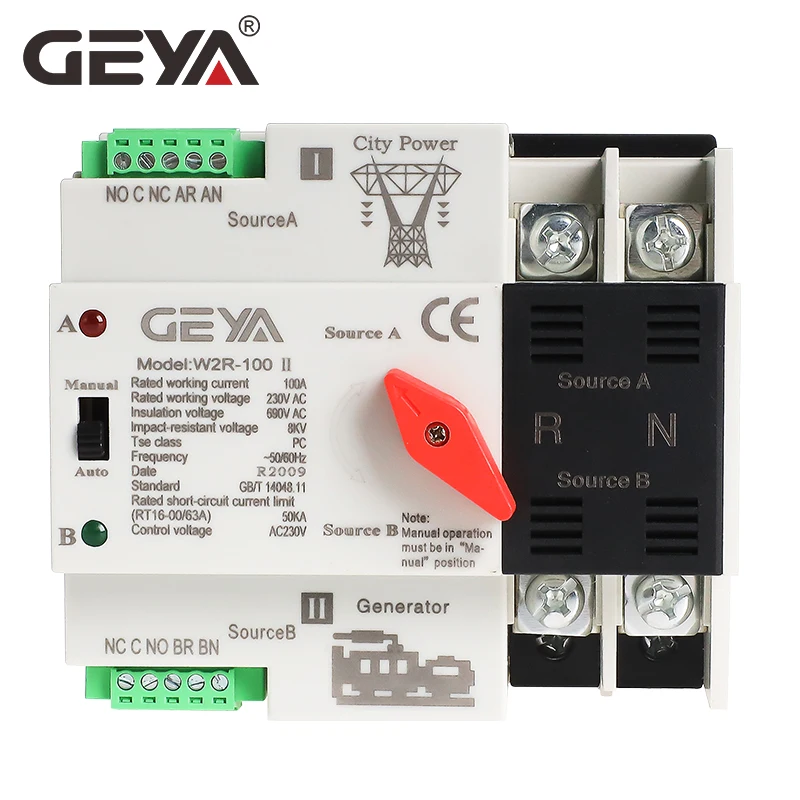 Фото Двойной автоматический переключатель питания GEYA Din Rail ATS 110 В 220 В 63 а 50/60 Гц PC Grade Auto или ручной выбор №2
