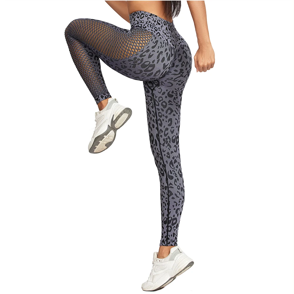 Seamless Leopard Print Leggings Women High Waist Hollow Yoga Pants Workout Fitness Push Up Sexy Leggins Elastic Skinny Trousers