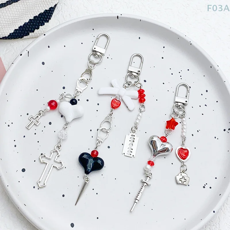 Ретро Хэллоуин Крест Любовь Сердце Ремешок для мобильного телефона Y2k Имитация