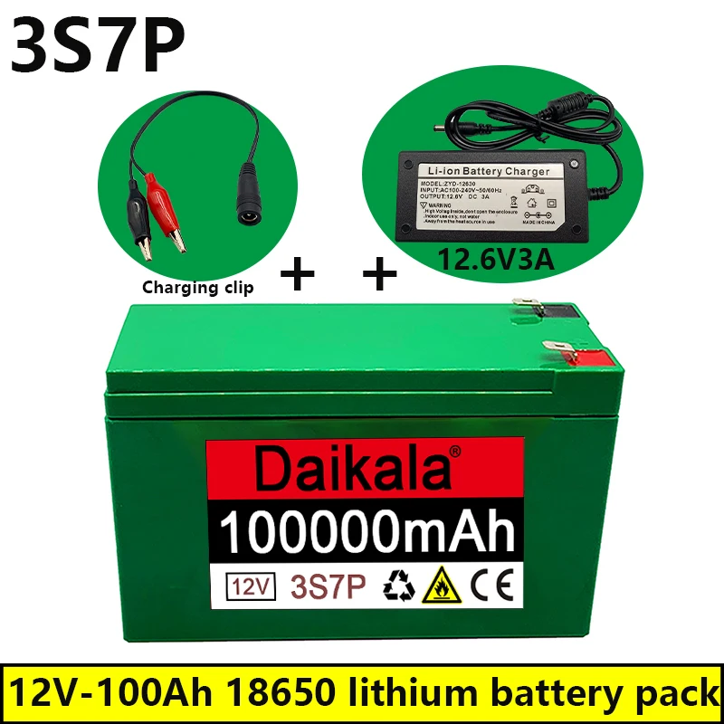 

New12V 3s7p lithium ion battery100000mAh is suitable for outdoor lighting of agricultural sprayer sound reserve battery+ charger