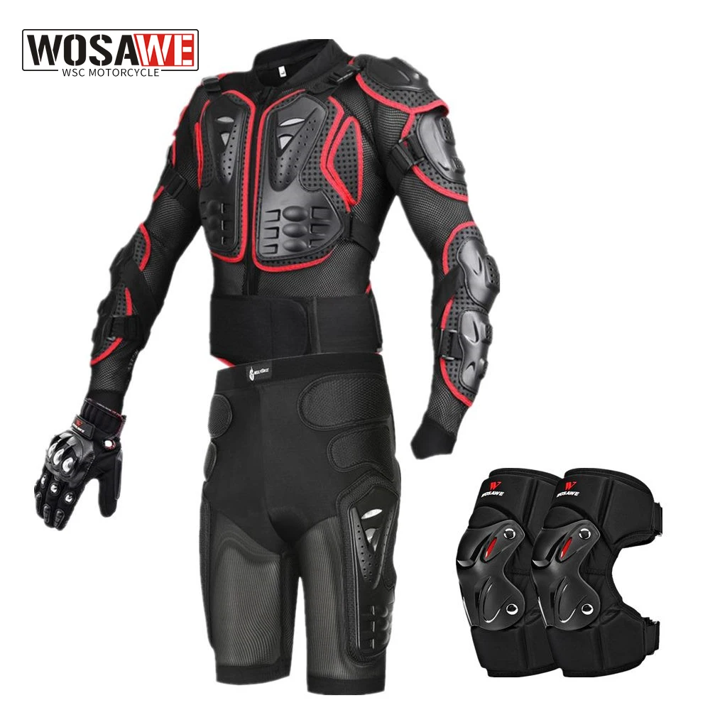 

WOSAWE Adult MTB Motorcycle Armor Full Body Protection Snowboard Motocross Protective Jacket Knee Hip Butt Protector Gear