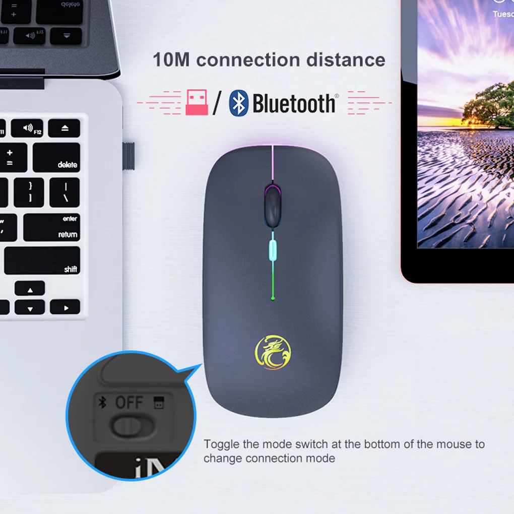 

Ультратонкая Беспроводная Bluetooth-мышь, 2,4 ГГц, USB, 2400DPI