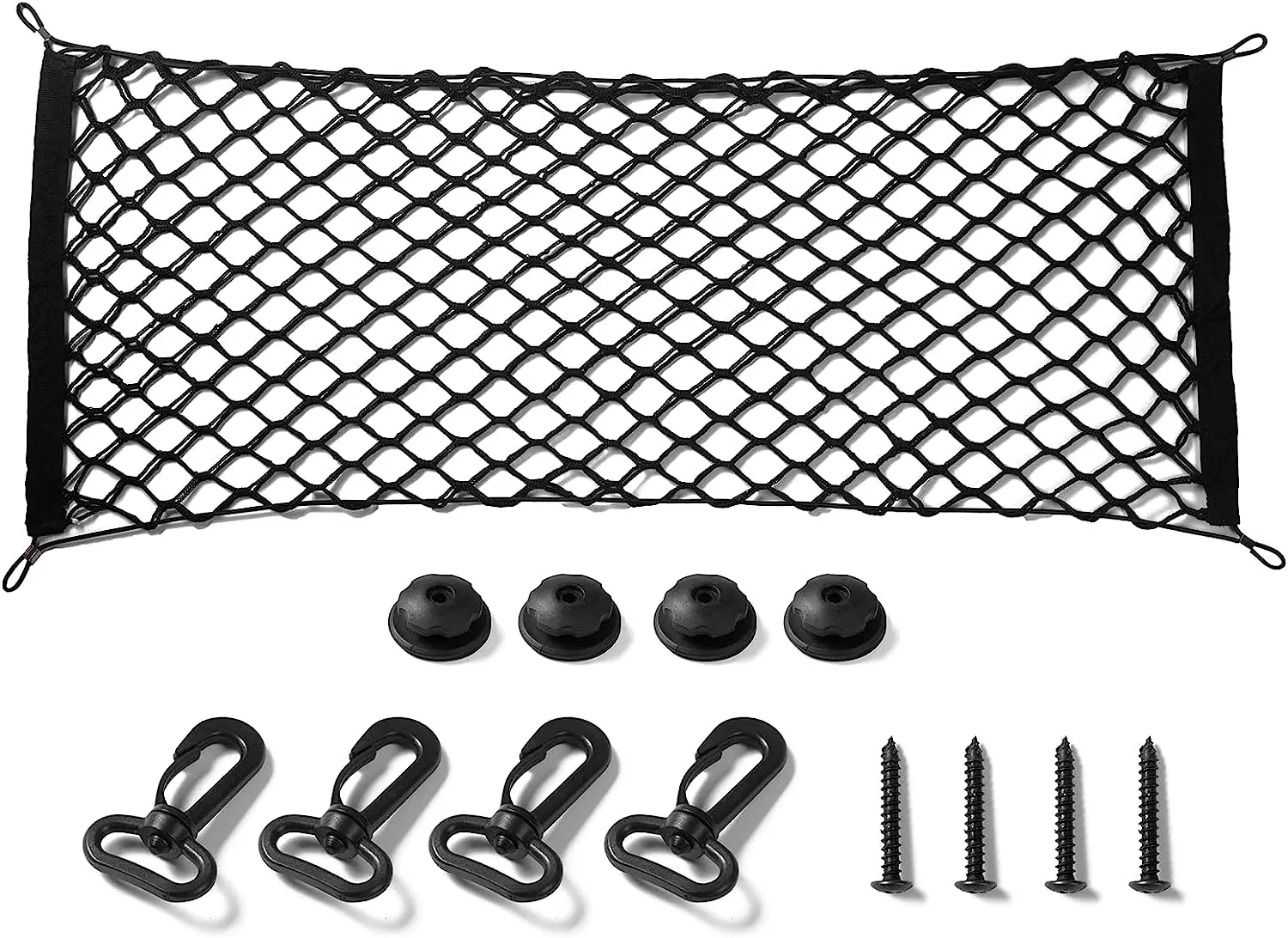 

Car Trunk Cargo Net Stretchable, Adjustable Elastic Trunk Storage Net with Hook For BMW SUVs, Cars and Trucks (35.4x15.8 Inch)