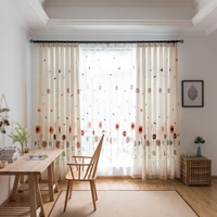 beige sunflower curtains for living room bedroom cotton linen printed curtain window treatment drapes sheer curtain customized