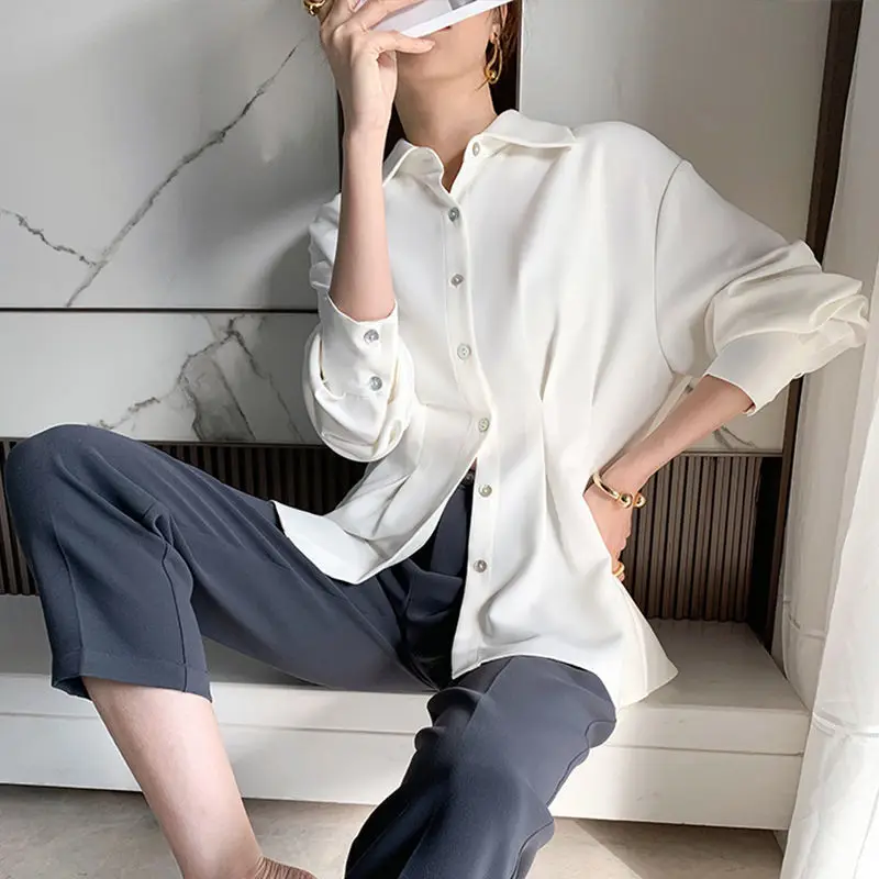 Women Office Shirts 2021 Summer Long Sleeve Chiffon Blouses Sexy V Neck Work White Blouses Blusas Elegantes De Mujer 2021 enlarge