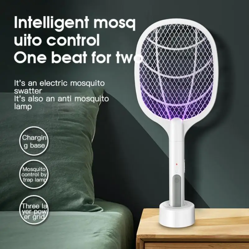 

Rechargeable Electric Mosquito Racket Insect Killer Light Pest Control Swatter Mosquito Repellent Bug Fly Bat Sleep Protect