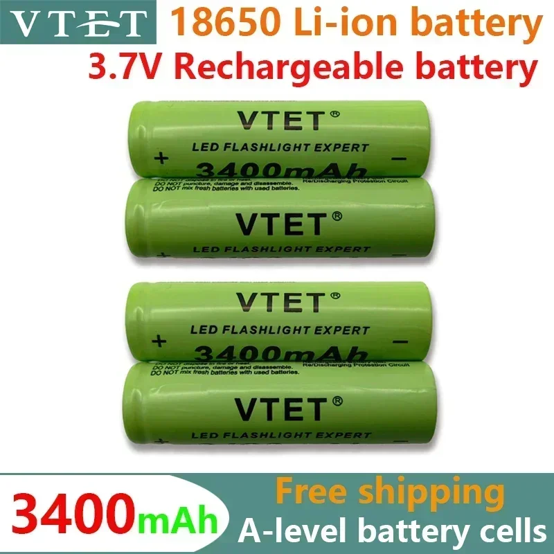 Литий-ионная аккумуляторная батарея высокой емкости 3 7 в 18650 3400 мАч для фонарика
