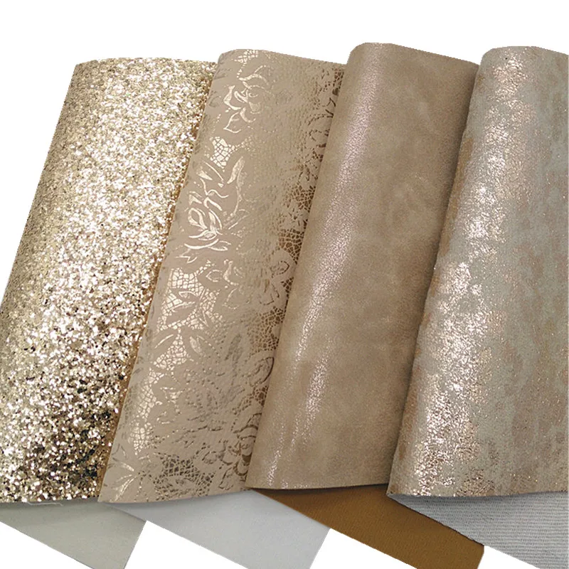 Толстая блестящая кожа металлические цветы искусственная винил войлок подложка