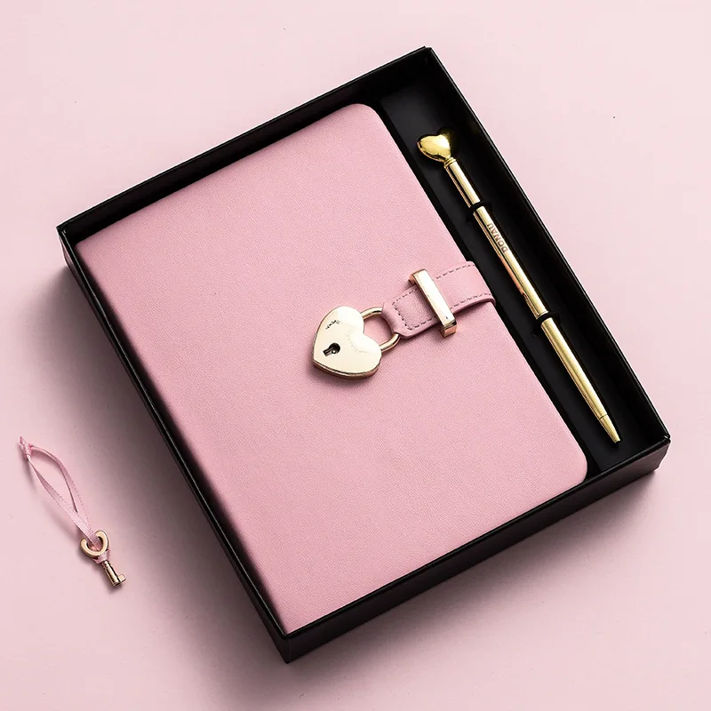 A5 Love Lock Sheepskin Notebook Valentine's Day Gift Simple Waterproof Student Classroom Notebook Learning Stationery