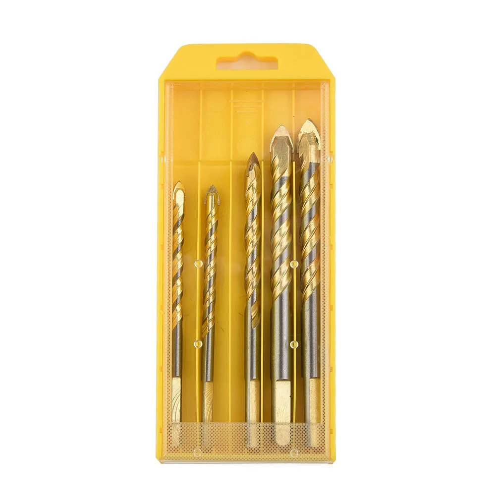 

5pc Tungsten Carbide Drill Bit Set 6/6/8/10/12mm For Porcelain Tile Concrete Brick Glass Ceramic Block Drilling For Brick Block