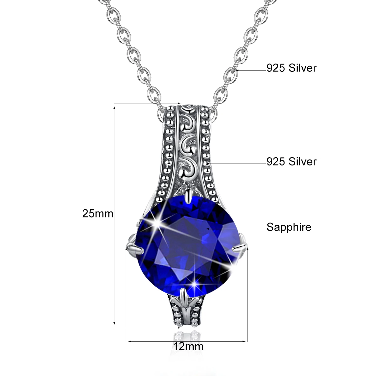 Женское ожерелье из серебра 925 пробы с сапфирами | Украшения и аксессуары