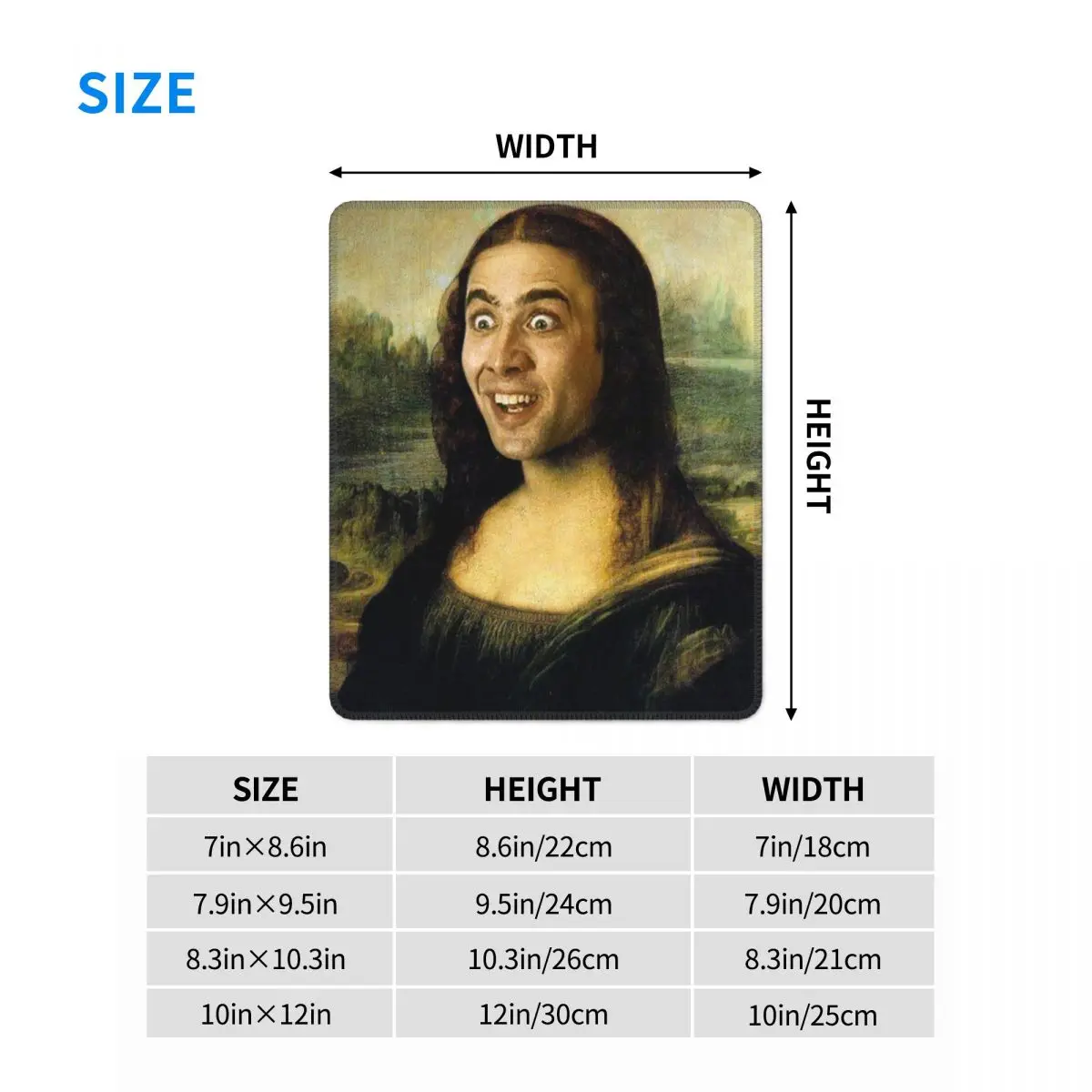 Коврик для мыши с забавным мемом Николаса Кейджа Моны Лизы водонепроницаемый