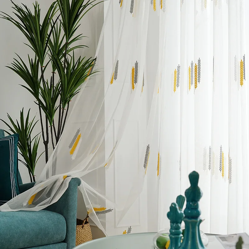 

Curtains for Bedroom Living Dining Room Tulle Embroidery Tulle Transparent Yarn Modern Minimalist Semi Shading Gauze