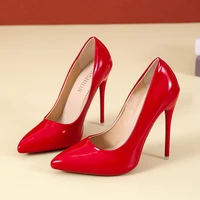 2022 red pumps women pointed shoes high heel wedding party shoes shallow mouth 12cm apricotblack big size 45 high heels