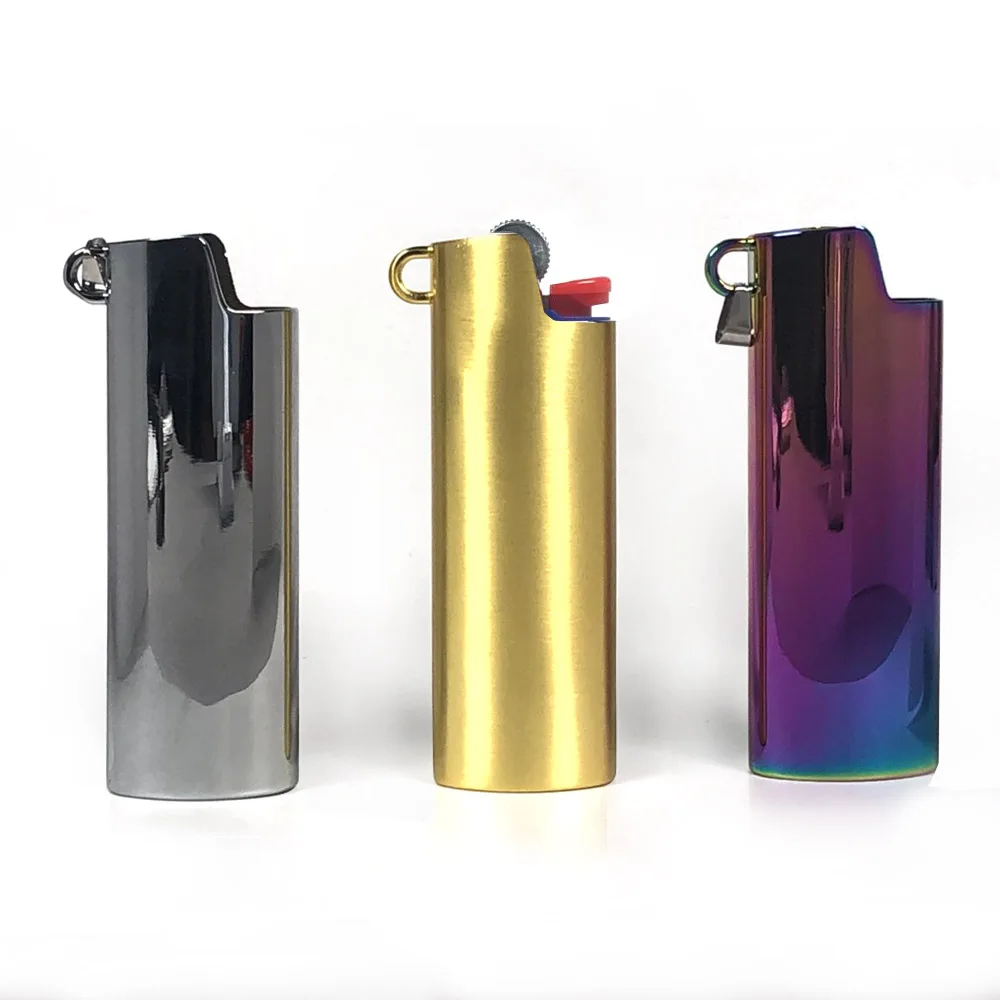 

Metal Full Size Lighter Case With Chain Necklace Pendant Trendy Hip Hop Jewelry Lighter Case Cover Hold For Bic J6