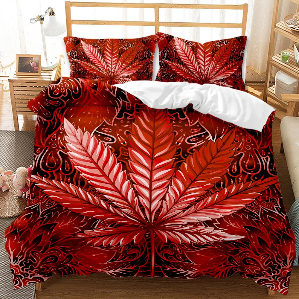 

Комплект постельного белья с пододеяльником и изображением Листьев Сорняков