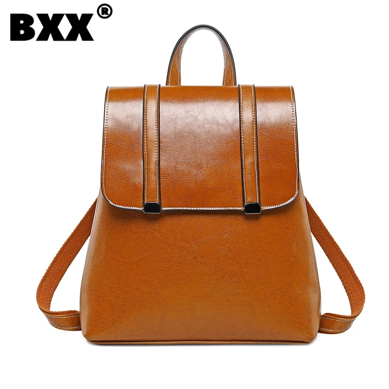 

[BXX] Простой Высококачественный кожаный однотонный дорожный рюкзак женская сумка 2022 новые модные портативные рюкзаки для отдыха GF3937