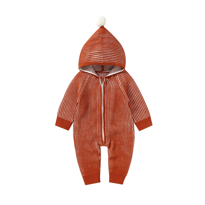 

Baby Rompers Knitted Newborn Gender Netural Hooded Long Sleeves Jumpsuits Outfits Autumn Winter Toddler Boy Girl Playsuits 0-18m