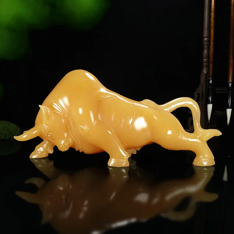 Натуральный желтый нефрит со знаками Зодиака корова украшения Walstreet счастливая