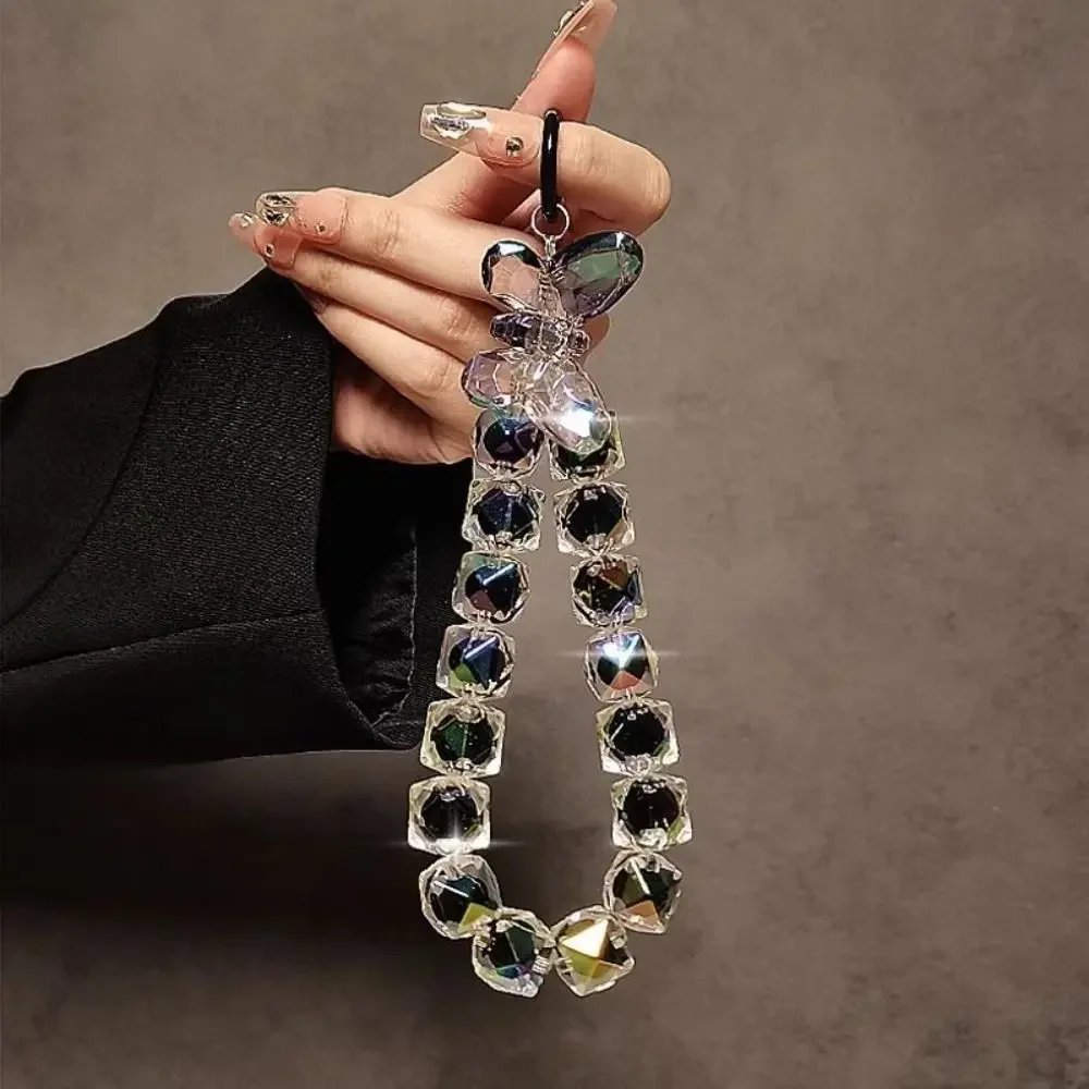 Стильный блестящий хрустальный ремешок для телефона с бусинами