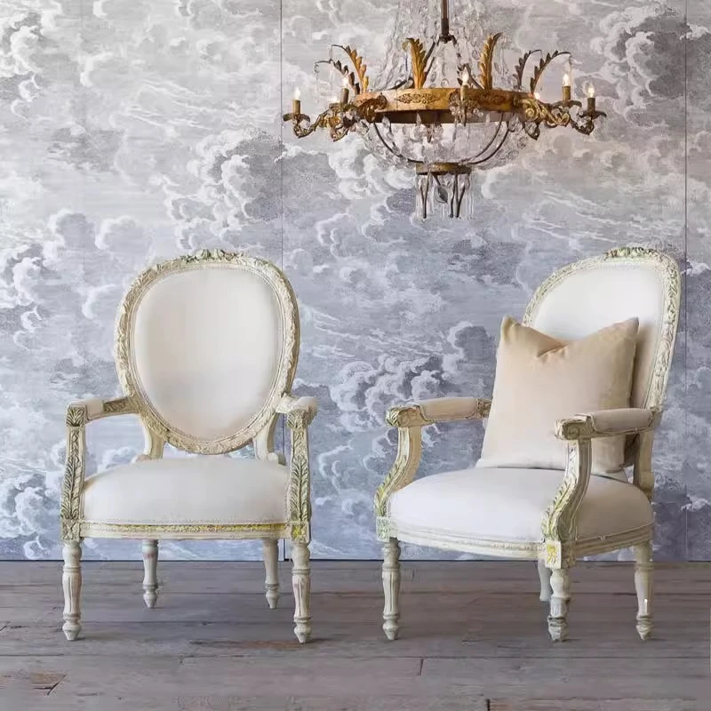 Французское легкое роскошное ретро-кресло в американском стиле резьба по дереву