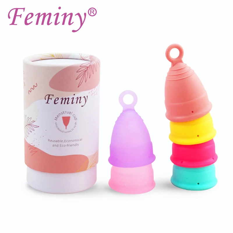 

Feminy Portable Certified Menstrual Cup Medical Silicon Reusable Menstrual Cup with Ring Women Health Care Period Collector Cup