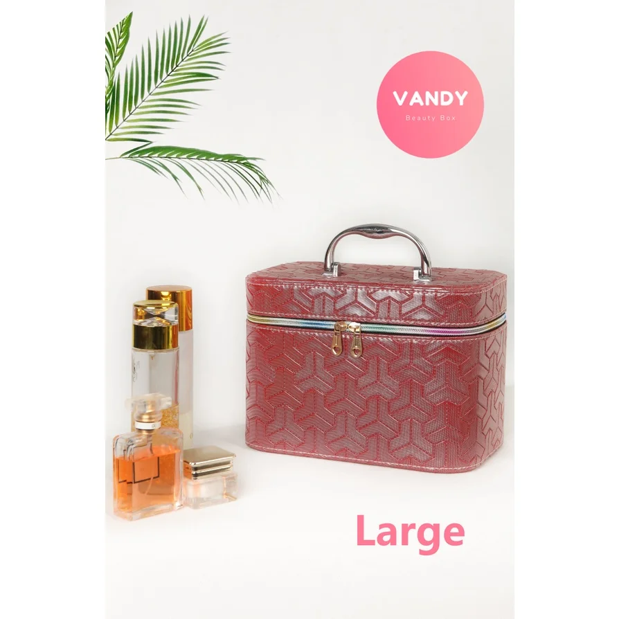 Vandy 2022 Brown Striped Cosmetic Case Bags for Makeup GirlsTrendy Bag Home Travel Must-Have Storage Accessories Female Make Up |