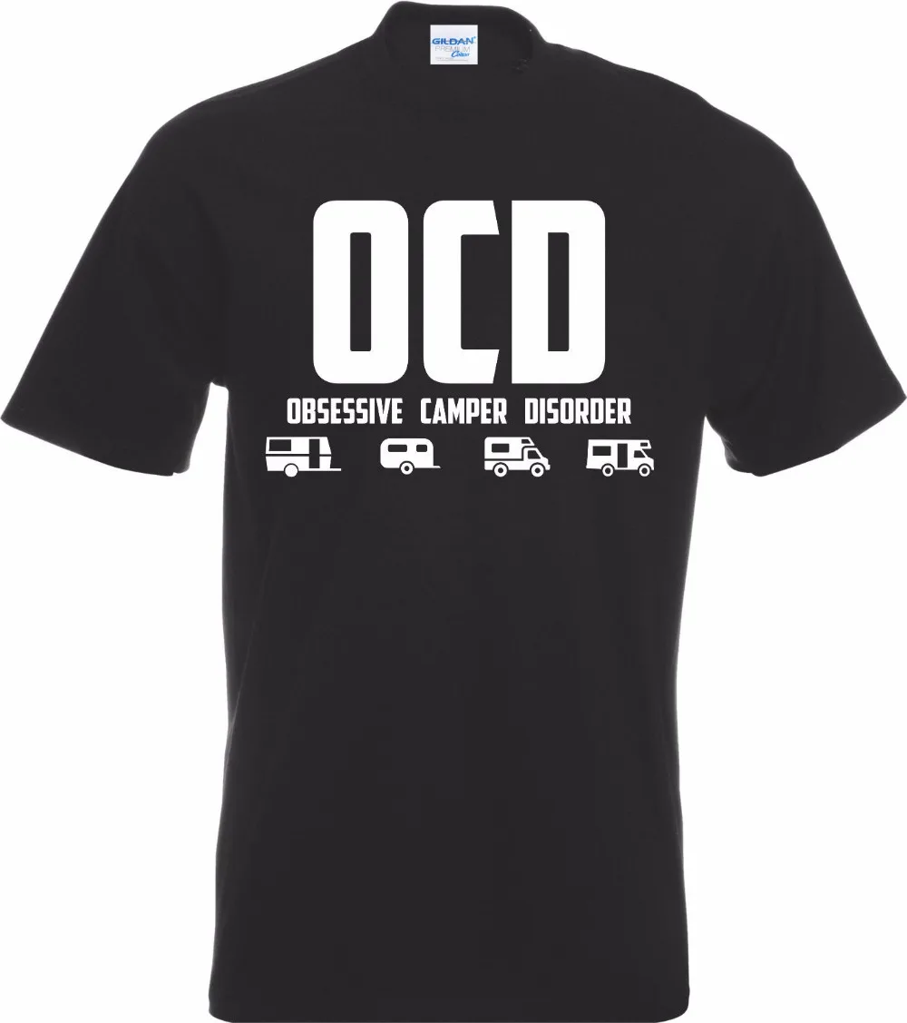 

Cotton T Shirts Ocd Obsessive Camper Disorder T-Shirt Camper Van Campervan Caravan Funny Tent Plain Tee Shirts Digital Printing