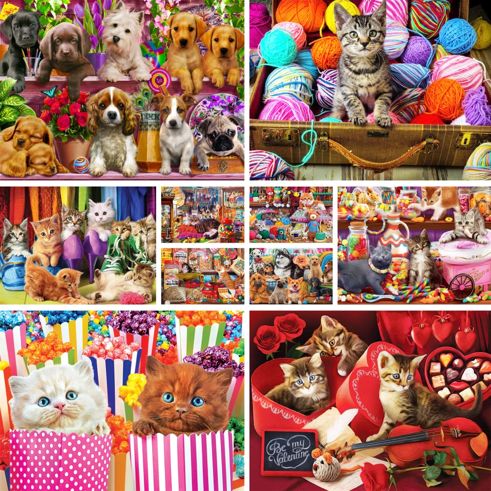 Набор для вышивки крестиком из ткани с изображением животных и кошек вышивка