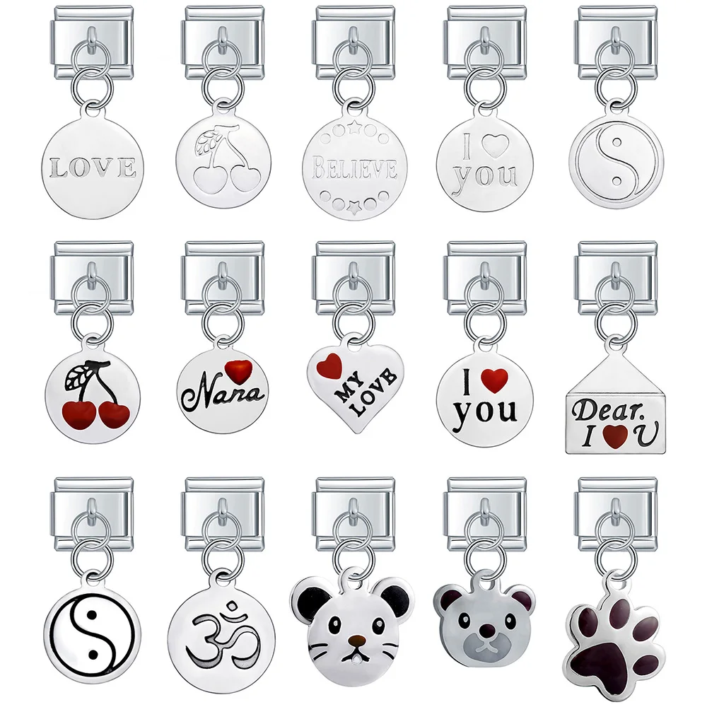 

Hapiship Новая мода I Love You сердце цветок слон итальянский Шарм подходит для браслета из нержавеющей стали 9 мм Ювелирные изделия своими руками DJ411