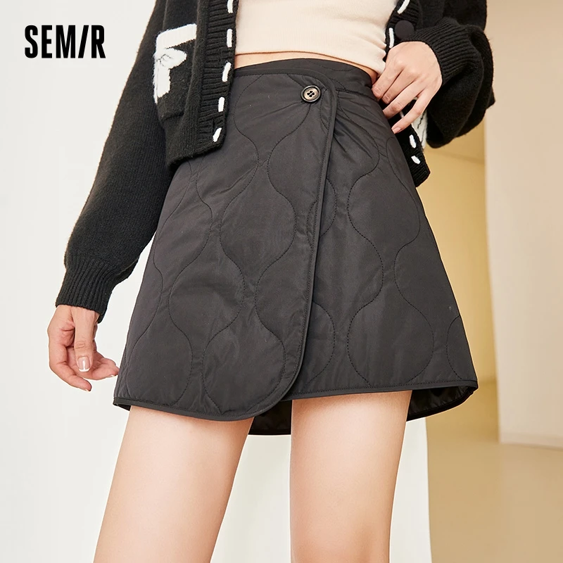 

Semir Skirt Women Asymmetrical A-Line Skirt Design 2023 Winter New Solid Color Versatile Temperament Thick Short Skirt