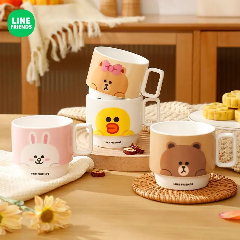 

Anime Line Friends Cup Kawaii Brown Sally Household Children Breakfast Milk Coffee Ceramic Mug Bathroom Wash Gargle Cup Gift