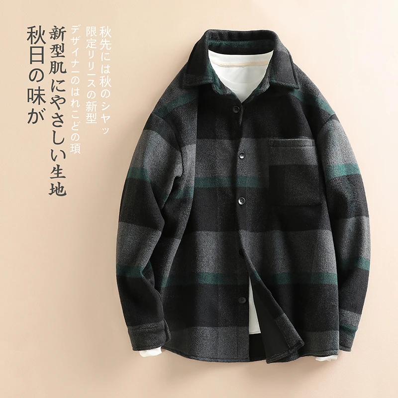 

Men's Casual Plaid Jacket for Men Long Sleeve Baggy Coat Men's Casual Jackets Korean Men Outerwear Clothing Streetwear 5XL