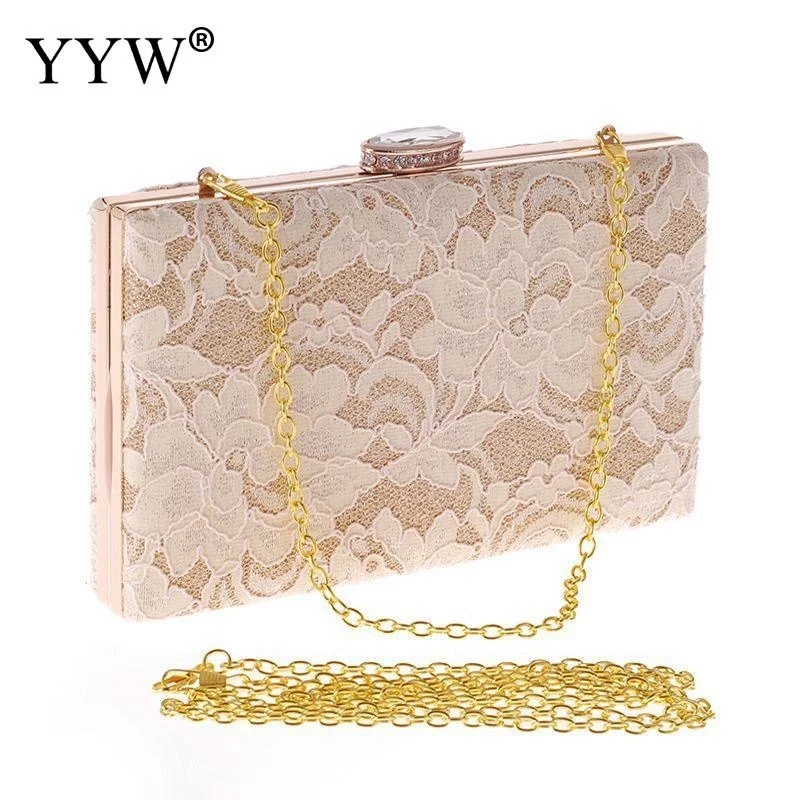 

Lace Embroidery Evening Bag With Diamond Buckle Elegant Small Square Bag For Wedding Or Party Clutch Bag For Wman Shoulder Bag