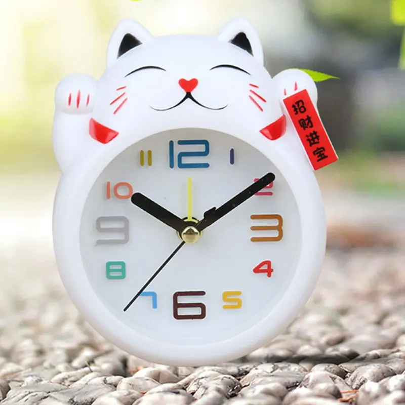

Chinese Lucky Cat Clock Feng Shui Figure Clock in Colourful Box Kids Alarm Clock