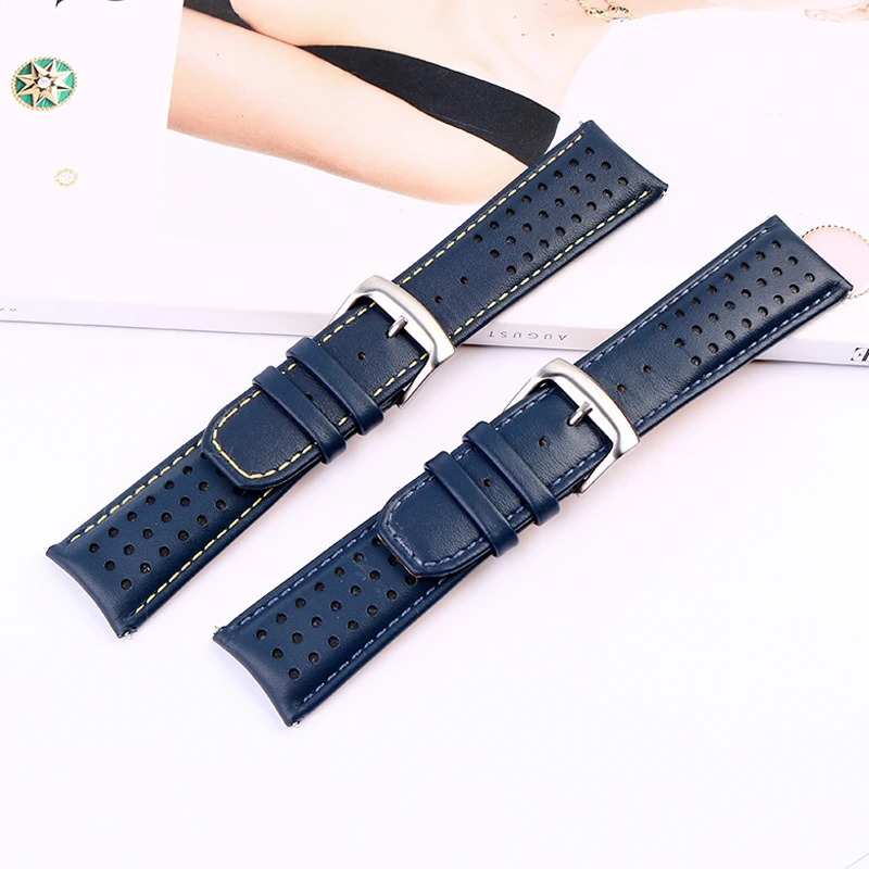 For CITIZEN Blue Angel Men Radio Wave Watch AT8020-54L/8020-03L/JY8078 curved end Genuine Leather Watchband Bracelet Strap 22 23