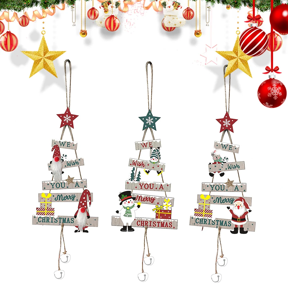 

Christmas Wooden Pendant Hanging Door Decorations Xmas Tree Party Ornaments Navidad 2024 New Year Home Wall Door Decor